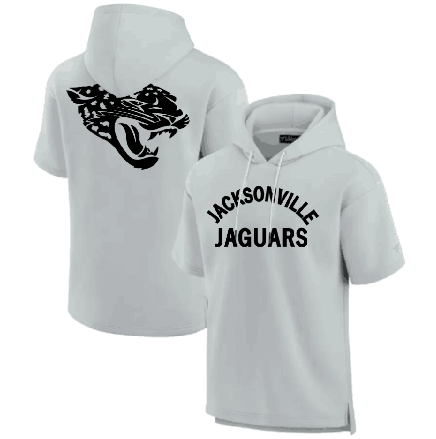 Men's Jacksonville Jaguars Gray Super Soft Fleece Short Sleeve Hoodie Men's Jacksonville Jaguars Gray Super Soft Fleece Short Sleeve Hoodie